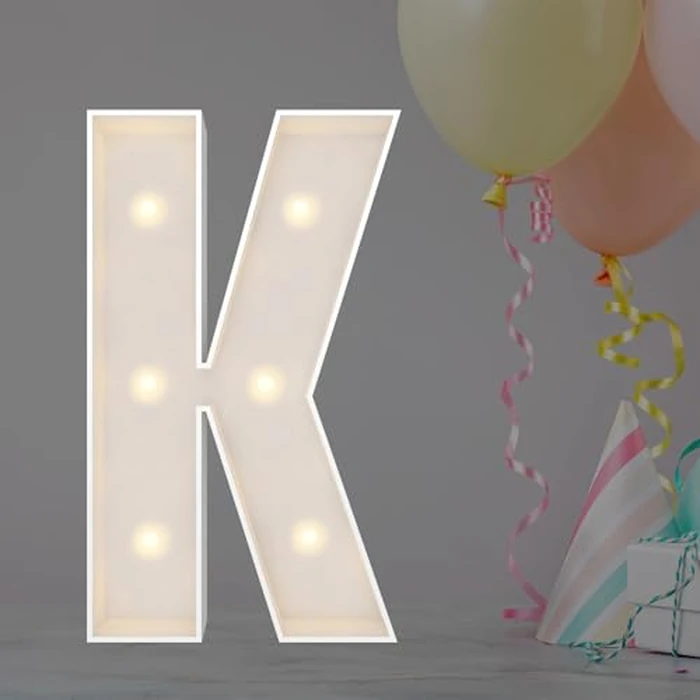 JoyBox Design 2FT Marquee Light Up Letters Numbers, Mosaic Balloon Frame, Party Decoration for Birthday, Wedding, Anniversary, Graduation - Letter K by JoyBox Design - Used - Like New condition - US$17.16