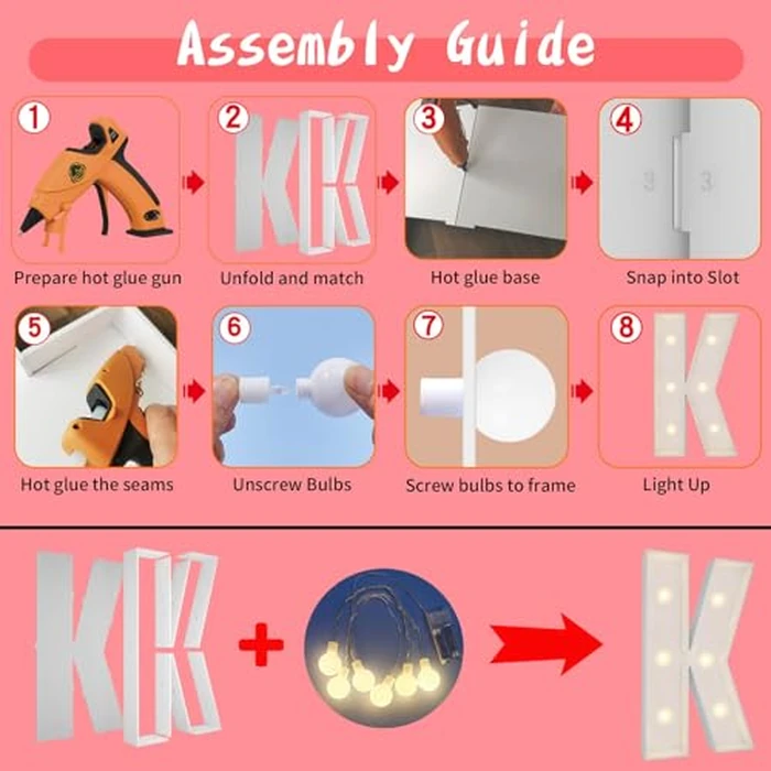 JoyBox Design 2FT Marquee Light Up Letters Numbers, Mosaic Balloon Frame, Party Decoration for Birthday, Wedding, Anniversary, Graduation - Letter K by JoyBox Design - Image 3