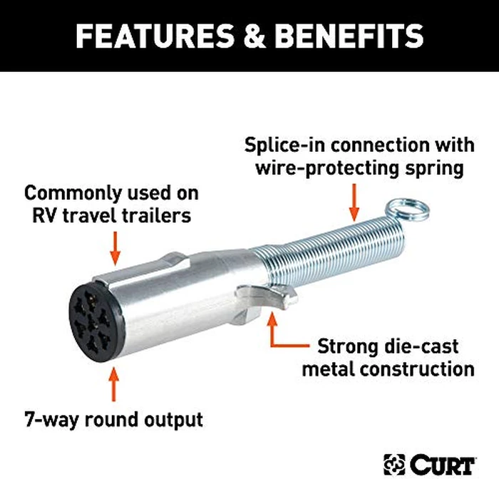Curt Manufacturing 58180 7-Pole Die Cast Connector Trailer End With Spring by CURT - Image 3