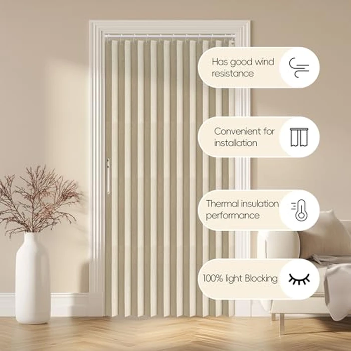 AJAZZ 100% Blackout Magnetic Door Curtain Accordion Doors Interior Folding Closet Door Curtain Invisible Applicable Bedroom Room Living Room Doorway （Cream Yellow 42" W x 78" L 1 Panel by AJAZZ - Image 9