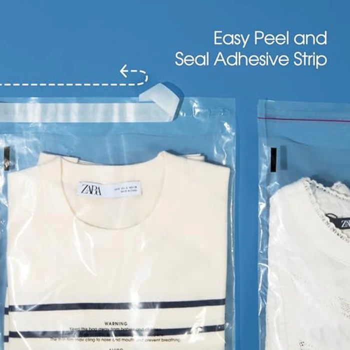 Spartan Industrial - 12” X 15” (100 Count) Self Seal Clear Poly Bags with Suffocation Warning for Packaging, T Shirts & Shipping - Permanent Adhesive by Spartan Industrial - Image 5