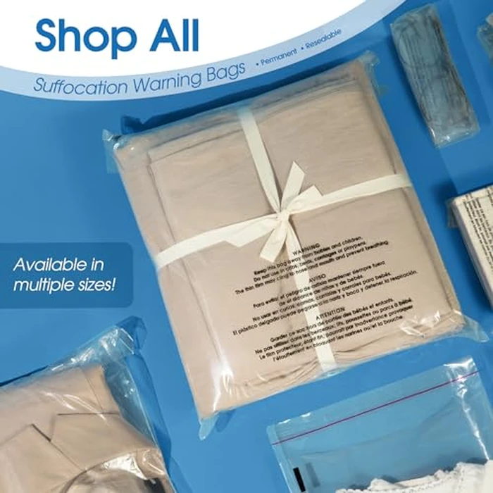 Spartan Industrial - 12” X 15” (100 Count) Self Seal Clear Poly Bags with Suffocation Warning for Packaging, T Shirts & Shipping - Permanent Adhesive by Spartan Industrial - Image 7