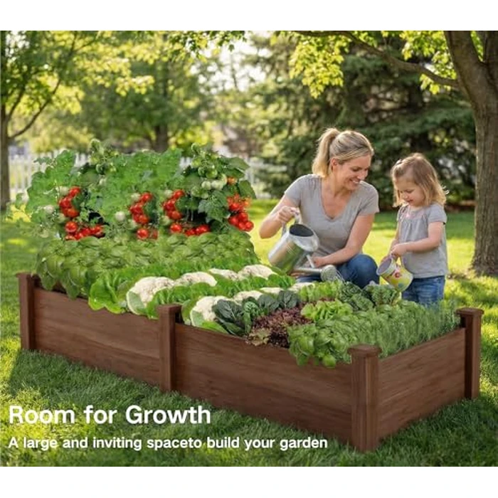 ZSYWODFO 8x2ft Outdoor Wooden Raised Garden Bed, Elevated Planter Box for Vegetables/Garden/Lawn/Patio, Acorn Brown, 96 x 24 x 9in by ZSYWODFO - Image 5