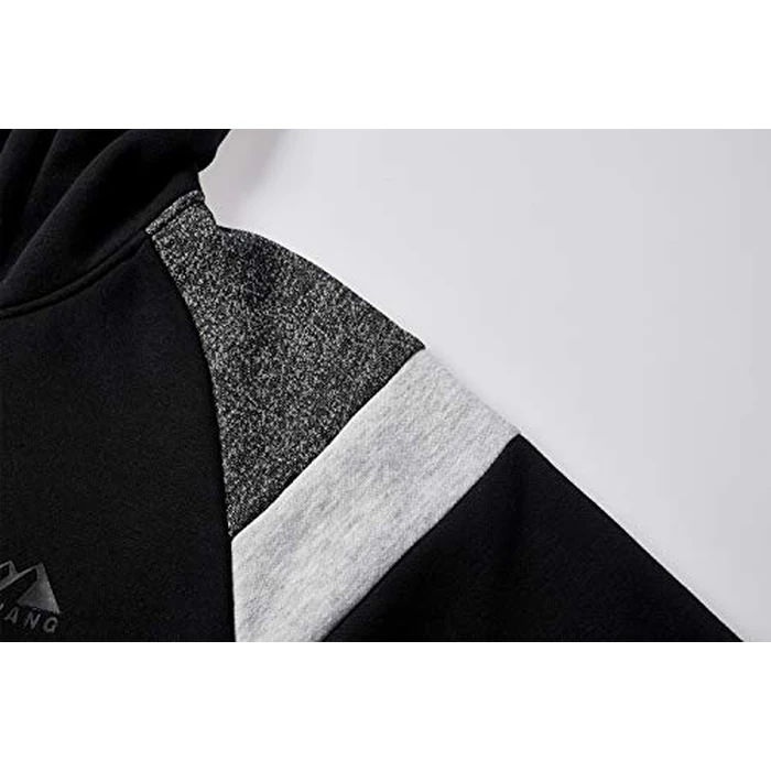 LAIWANG Men's Full Zip Fleece Hoodie zippered Color Block hooded slim Fit Long Sleeve Lightweight Sweatshirt With Pocket (New 08# Black, s) by LAIWANG - Image 8