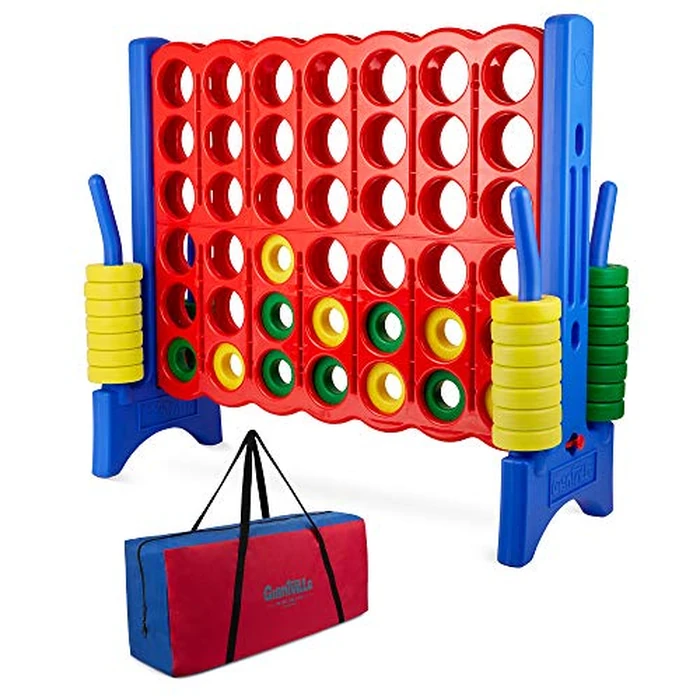 Giant 4 in a Row Connect Game - Storage Carry Bag Included - 4 Feet Wide by 3.5 Feet Tall - Oversized Floor Activity for Kids and Adults - Jumbo Sized for Outdoor and Indoor Play - Durable Waterproof by Giantville - Used - Acceptable condition - CA$193.91