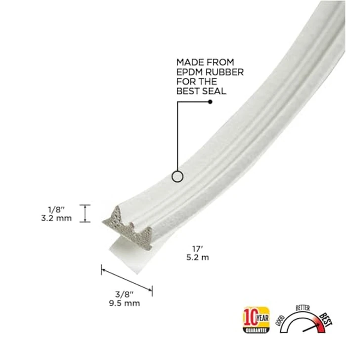 M-D Building Products 02618 1/8 in. x 3/8 in. x 17 ft. White Premium Rubber Window Seal for Ex-Small Gaps by M-D Building Products - Image 2