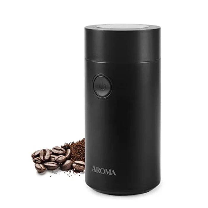 Aroma Housewares Mini Coffee Grinder and Electric Herb Grinder with 304 Stainless Steel Grinding Blades and a Premium Clear Lid (40 g.) by AROMA - Used - Like New condition - US$15.97