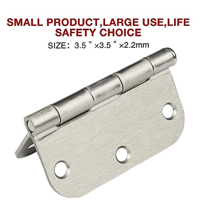 6 Pack Rounded Brushed Nickel Door Hinges 3.5 x 3-1/2" Inch, 5/8" Radius Interior Hardware 3 ½"Cottage Flat Bungalow Mobile Home Skyscraper Indoor Hinge for Doors Use Renovate Bedroom Kitchen by TDCHINGES - Image 6