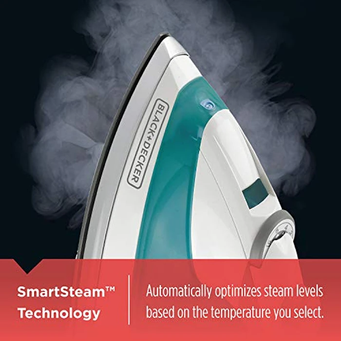 Black+Decker Lightweight Steam Iron for Clothing, Smart Steam Techology, Anti-Drip, Teal, 1200W, IR0820C by BLACK+DECKER - Image 3