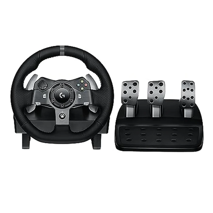 Logitech G920 Driving Force Racing Wheel and Floor Pedals, Real Force Feedback, Stainless Steel Paddle Shifters, Leather Steering Wheel Cover for Xbox Series X|S, Xbox One, PC, Mac - Black by Logitech G - Used - Good condition - US$193.08