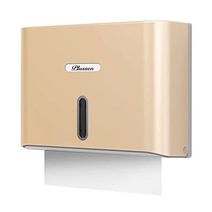 PLUSSEN Paper Towel Dispenser Wall Mount, Adhesive No Drilling Multifold Trifold C Fold Commercial Hand Towel Dispenser Gold by PLUSSEN - Used - Acceptable condition - CA$16.04