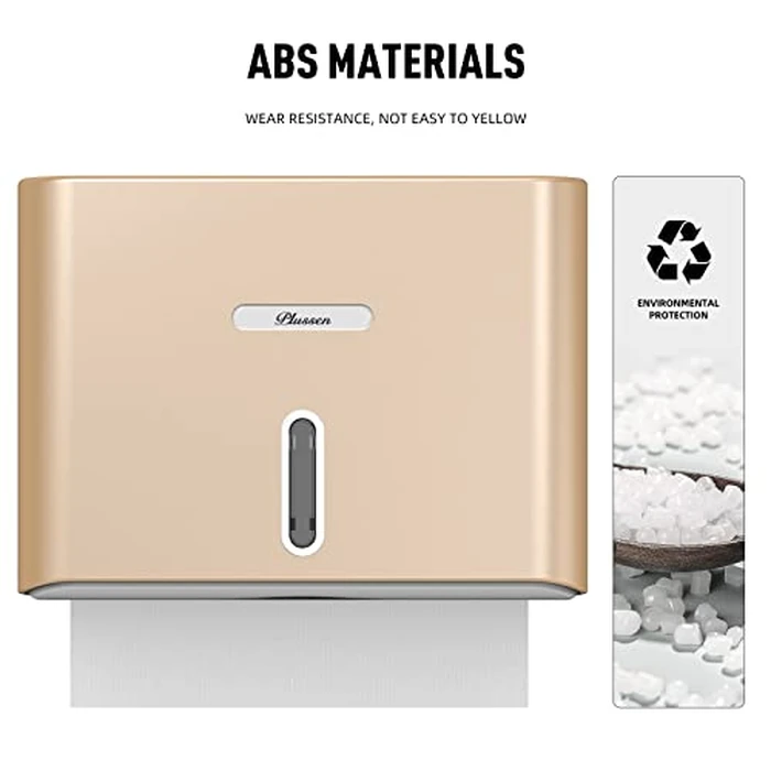 PLUSSEN Paper Towel Dispenser Wall Mount, Adhesive No Drilling Multifold Trifold C Fold Commercial Hand Towel Dispenser Gold by PLUSSEN - Image 2