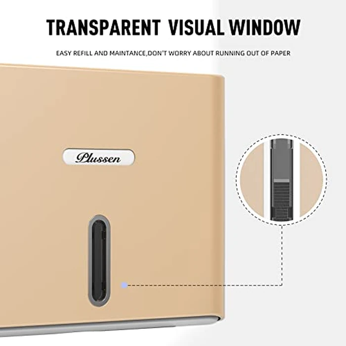 PLUSSEN Paper Towel Dispenser Wall Mount, Adhesive No Drilling Multifold Trifold C Fold Commercial Hand Towel Dispenser Gold by PLUSSEN - Image 7