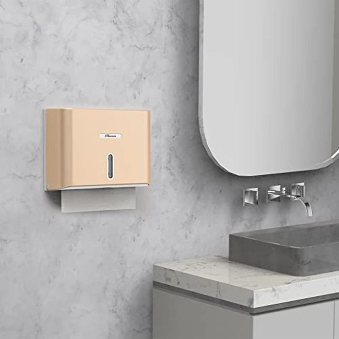 PLUSSEN Paper Towel Dispenser Wall Mount, Adhesive No Drilling Multifold Trifold C Fold Commercial Hand Towel Dispenser Gold by PLUSSEN - Image 8