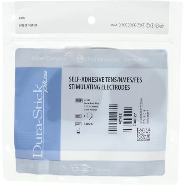 Chattanooga Dura-Stick Plus | Blue Foam Backing 2 inch Round - 10 Packs (4 Electrodes per Pack) - Total 40 Electrodes by Chattanooga - Image 1
