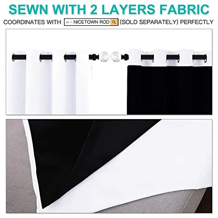 NICETOWN Room Warming Full Shading Curtains for Windows, Super Heavy-Duty Black Lined Blackout Curtains for Bedroom, Privacy Assured Window Treatment (White, Pack of 2, 52 inches W x 95 inches L) by NICETOWN - Image 5