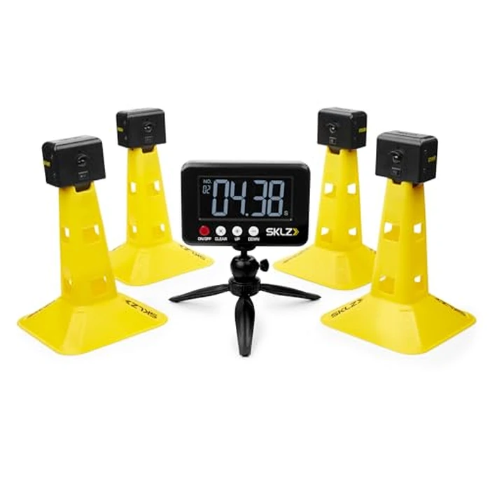 SKLZ Speed Gates Electronic Sprint Timer System, Measures Up to 20 Yards, Records 50 Times, Sensor-Based Start and Finish Gates for 20-Yard Dash and Speed Training, Indoor and Outdoor Use by SKLZ - Used - Like New condition