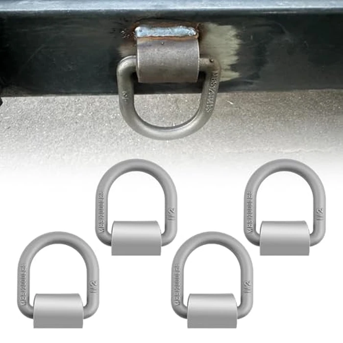 YGDMD 4PCS 1/2" Trailer Weld on D Rings Heavy Duty,Sturdy Trailer Tie Down Anchor with Welding Clip,Professional Forged D Rings for Trailers Breaking Strength 12000 LBS by YGDMD - Used - Like New condition