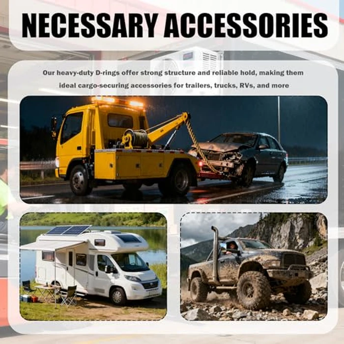 YGDMD 4PCS 1/2" Trailer Weld on D Rings Heavy Duty,Sturdy Trailer Tie Down Anchor with Welding Clip,Professional Forged D Rings for Trailers Breaking Strength 12000 LBS by YGDMD - Image 7