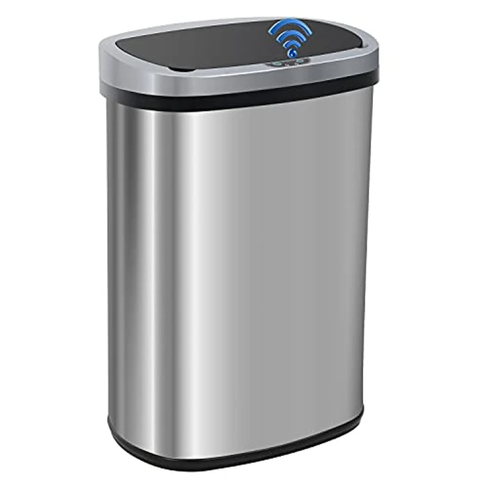 FDW Garbage Can 13 Gallon 50 Liter Kitchen Trash Can for Bathroom Bedroom Home Office Automatic Touch Free High-Capacity with Lid Brushed Stainless Steel Waste Bin by FDW - Used - Very Good condition - CA$79.04