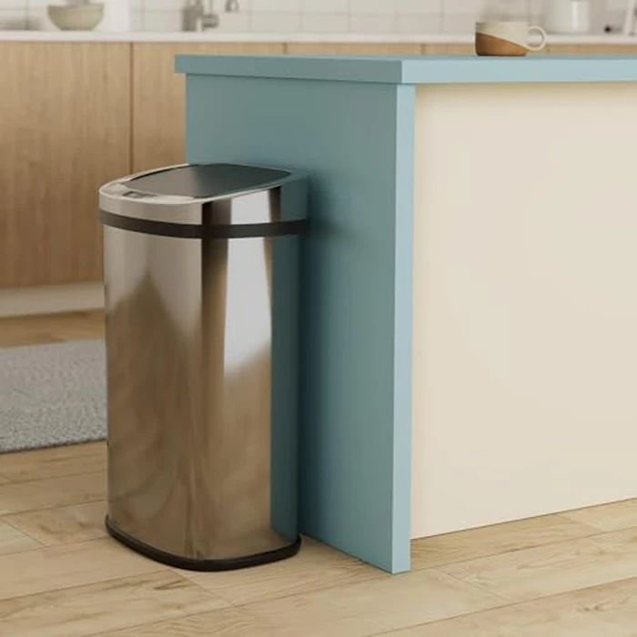 FDW Garbage Can 13 Gallon 50 Liter Kitchen Trash Can for Bathroom Bedroom Home Office Automatic Touch Free High-Capacity with Lid Brushed Stainless Steel Waste Bin by FDW - Image 2