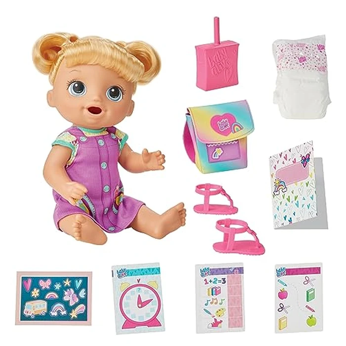 Baby Alive Time for School Baby Doll Set, 12 Inch, Back to School Toys for Girls & Boys, Blonde Hair, Preschool Gifts for Kids, Ages 3+ (Amazon Exclusive) by Baby Alive - Used - Like New condition - US$14.52