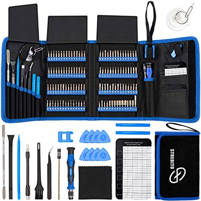 STREBITO Electronics Precision Screwdriver Sets 142-Piece with 120 Bits Magnetic Repair Tool Kit for iPhone, MacBook, Computer, Laptop, PC, Tablet, PS4, Xbox, Nintendo, Game Console by STREBITO - Used - Like New condition - US$23.43