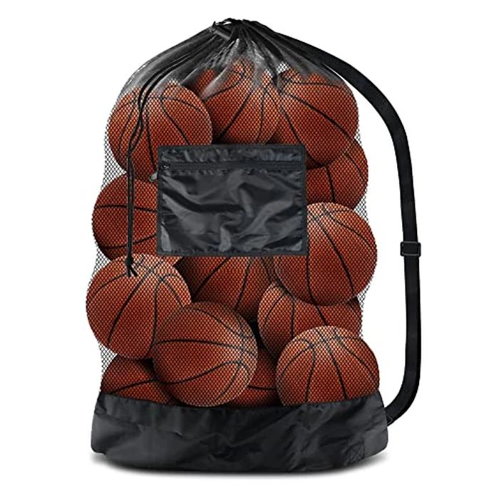 BROTOU Ball Storage Net Bags, Sports Equipment Organizer for Garage/Outdoor/Pool/Gym/Beach,Drawstring Mesh Bag for Basketball/Football/Soccer/Volleyball/Baseball/Tennis/Swimming Gear/Toys by BROTOU - Used - Like New condition - US$16.14