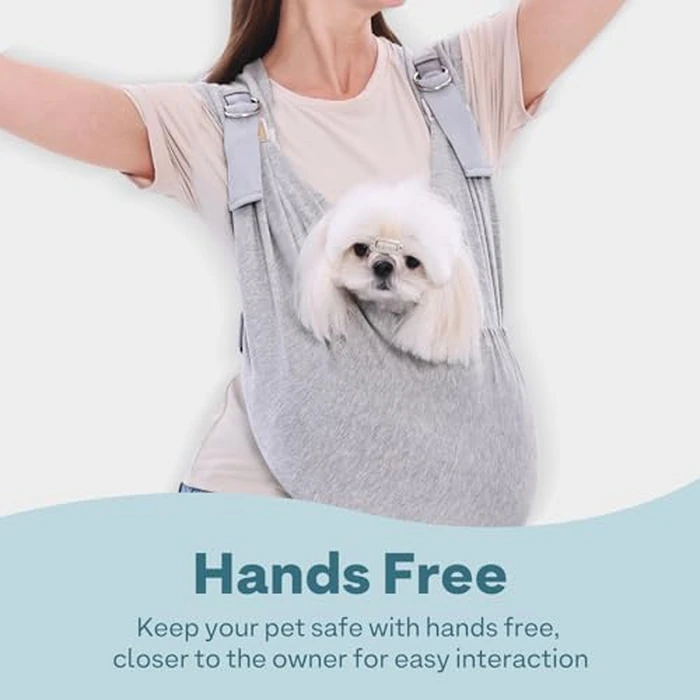 Supet Dog Carrier Sling for Small Dogs, Front Facing Cat Sling Carrier Chest, Hands Free Pet Sling Carrier, Adjustable Dog Front Carrier, Reducing Back Pain, Anti Pet Anxiety (Grey, Regular) by Supet - Image 3