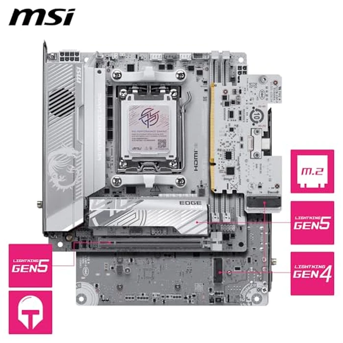 MSI MPG X870I Edge TI EVO WiFi Motherboard, ITX - Supports AMD Ryzen 9000/8000 / 7000 Processors, AM5-110A SPS VRM, DDR5 Memory Boost (up to10000+MT/s OC), PCIe 5.0 x16, M.2 Gen5, Wi-Fi 7, 5G LAN by msi - Image 5