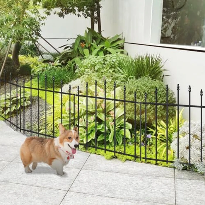 FOREHOGAR Metal Garden Fence 26 in H x 20ft L, 10 Panels + 11 Stakes Border Dog Fence Panels Animal Barrier, No Dig Garden Fencing for Yard Patio Flower Bed Lawn Outdoor, Arch Black by FOREHOGAR - Image 2