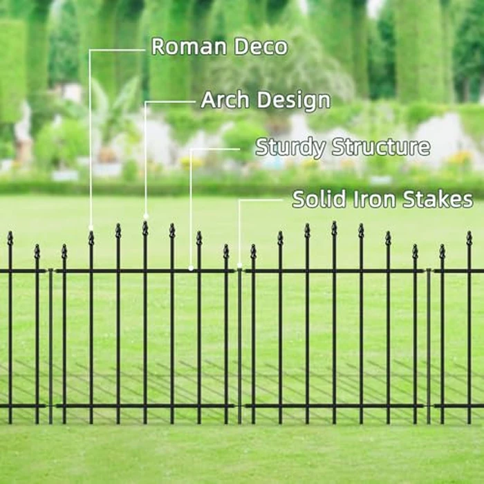FOREHOGAR Metal Garden Fence 26 in H x 20ft L, 10 Panels + 11 Stakes Border Dog Fence Panels Animal Barrier, No Dig Garden Fencing for Yard Patio Flower Bed Lawn Outdoor, Arch Black by FOREHOGAR - Image 4