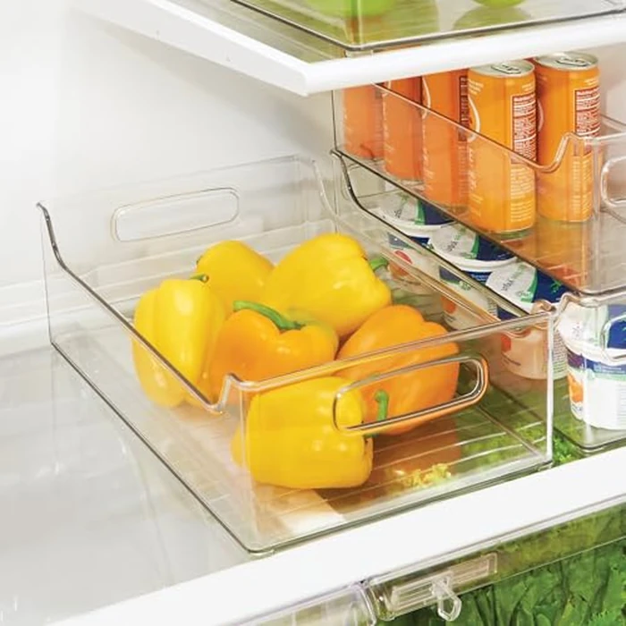 iDesign Plastic Fridge and Freezer Storage Organizer Bin with Handles, Clear Container for Food, Drinks, Produce Organization, BPA-Free, 10" x 5" x 14", Clear by InterDesign - Image 3