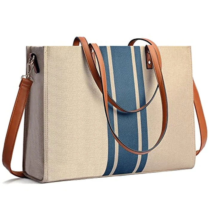 Laptop Tote Bag for Women 15.6 Inch Laptop Work Bag Large Capacity Canvas Computer Tote Bags Business Briefcase Shoulder Bag for Women Casual Beach Bag Perfect for Travel/Daily Use/Birthday Gift by BOLOSTA - Used - Very Good condition - CA$31.42