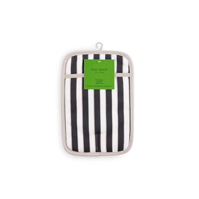kate spade new york Botanical Stripe Pot Holder 2-Pack Set, 7" x 10", Black/Beige by kate spade new york - Image 7