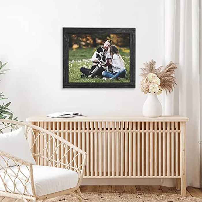 Americanflat 16x20 Picture Frame with Polished Plexiglass - Hampton Collection - Distressed Wood Picture Frames for Vertical or Horizontal Wall Display - Charcoal Black by Americanflat - Image 4
