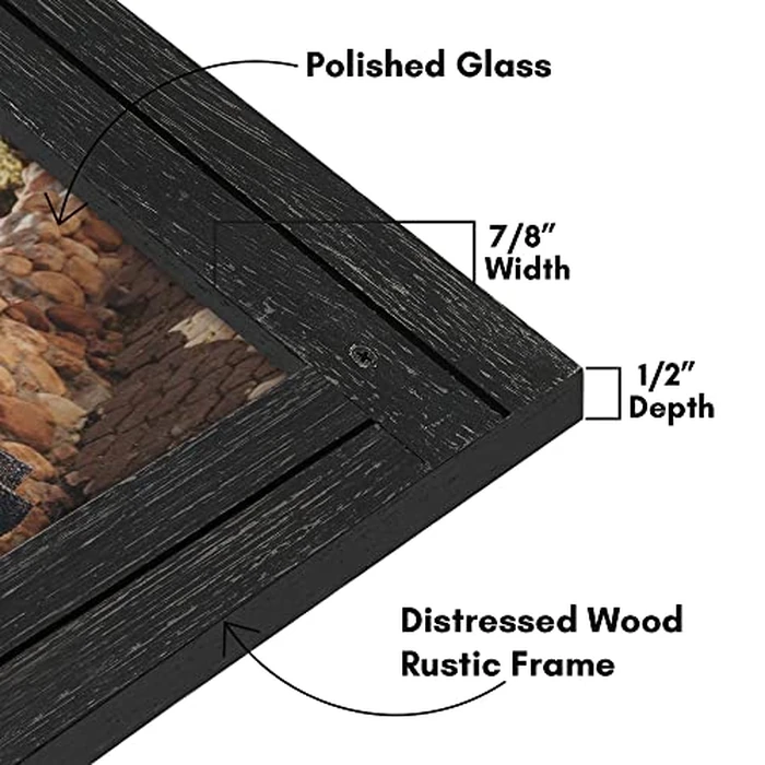 Americanflat 16x20 Picture Frame with Polished Plexiglass - Hampton Collection - Distressed Wood Picture Frames for Vertical or Horizontal Wall Display - Charcoal Black by Americanflat - Image 5
