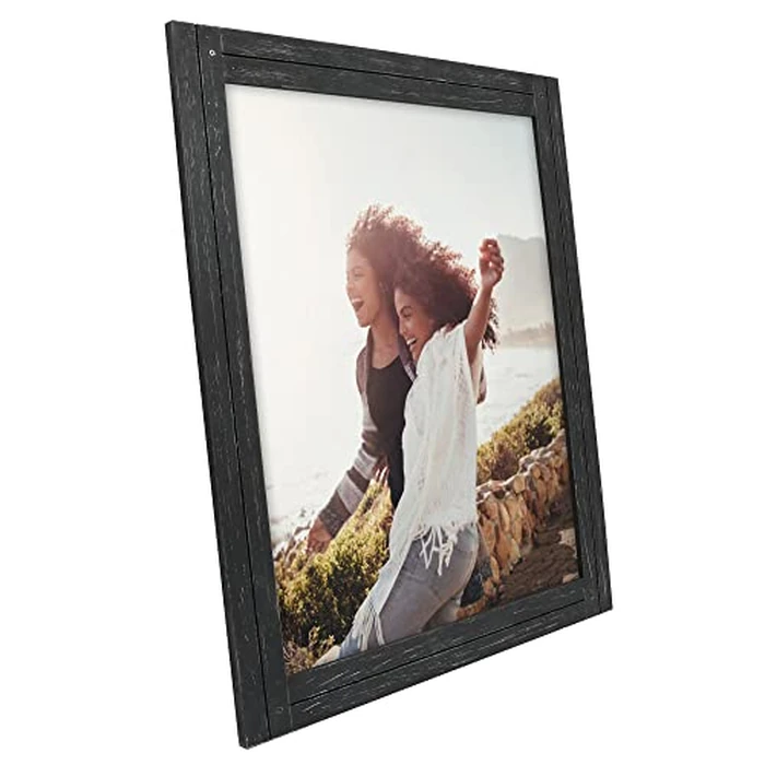 Americanflat 16x20 Picture Frame with Polished Plexiglass - Hampton Collection - Distressed Wood Picture Frames for Vertical or Horizontal Wall Display - Charcoal Black by Americanflat - Image 8