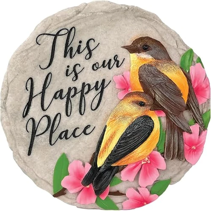 Spoontiques Happy Place Stepping Stone Outdoor Garden Décor, Multicolored by Spoontiques - Used - Good condition - CA$17.89