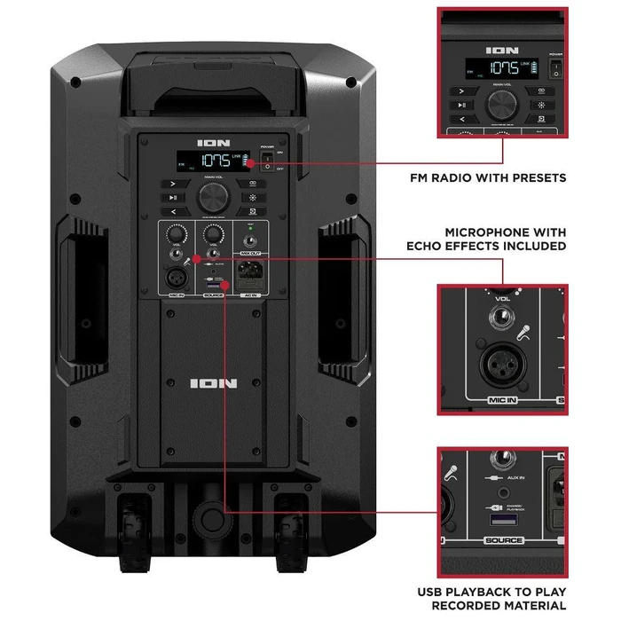 ION Trouper 300 Battery Powered Portable Speaker System with Multi-Channel Mixer and Lights - Black by ION - Image 5