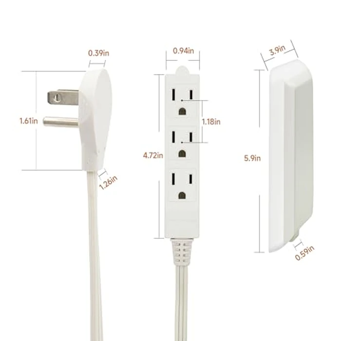 Flat Plug Extension Cord 3FT, JOELEW 3 Outlet Power Strip with Outlet Covers Baby Proofing, Ultra Thin Outlet Concealer for Home, Living Room, Bedroom and Office by JOELEW - Image 7