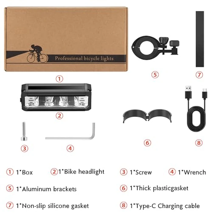 Mooyude High Lumens Super Bright Bike Light for Night Riding, USB Rechargeable Bicycle Headlight, Waterproof Bike Headlight, Waterproof Bike Headlight and Taillight, MTB Off-Road Cycling Commuting by Mooyude - Image 6