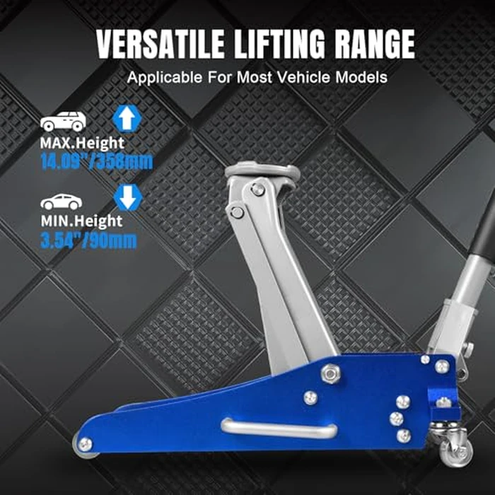 BIG RED T815016L Torin Hydraulic Low Profile Aluminum and Steel Racing Floor Jack with Dual Piston Quick Lift Pump, 1.5 Ton (3,000 lb) Capacity, Blue, T815016L by BIG RED - Image 2