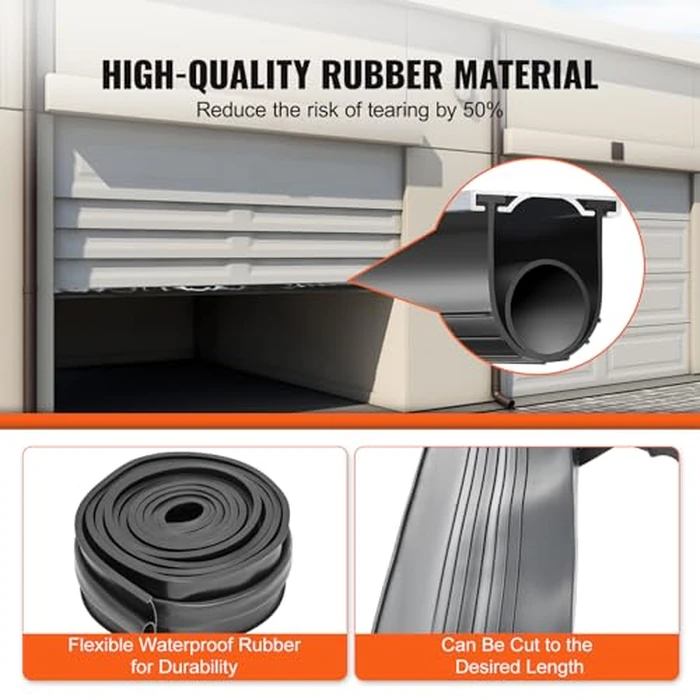 VEVOR Garage Door Seals Bottom Rubber, U Shape +O Ring Combination Garage Door Weather Stripping with Pre-drilled Aluminum Track Retainer Kit, 5/16 inch T-Ends and 3 3/4 inch Width (16 Ft, Black) by VEVOR - Image 3