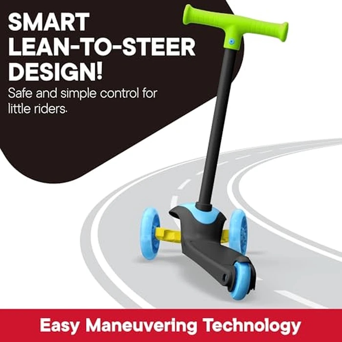 3 Wheel Scooter for Kids, Smooth Light Up LED Front Wheels, Wide Anti Slip Deck, Rear Foot Brake, Easy Lean to Steer Maneuvering, Indoor & Outdoor Ride On Toys for Ages 2 Up, Football Theme Color by Scooter Stars - Image 3