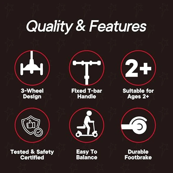 3 Wheel Scooter for Kids, Smooth Light Up LED Front Wheels, Wide Anti Slip Deck, Rear Foot Brake, Easy Lean to Steer Maneuvering, Indoor & Outdoor Ride On Toys for Ages 2 Up, Football Theme Color by Scooter Stars - Image 5
