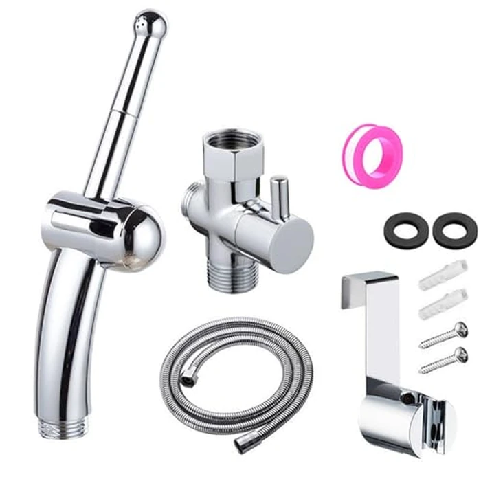 Hand Held Bidet,Cloth Diaper Toilet Sprayer Kit with Pressure Control (Jet/Soft) Spray Handheld Bidet Bidet Sprayer - 7/8 inch Brass Valve Core w/Metal Hose, Tank/Wall Mount by ABSOK - Image 1