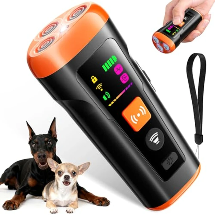 Dog Bark Deterrent Devices, 3X Anti Barking Device for Dogs Ultrasonic Dog Training, Up to 50FT Bark Control Dog Barking Silencer, Correct Bad Behavior Indoor Outdoor Portable Dog Barking Stopper by Mzorts - Used - Like New condition - US$18.03
