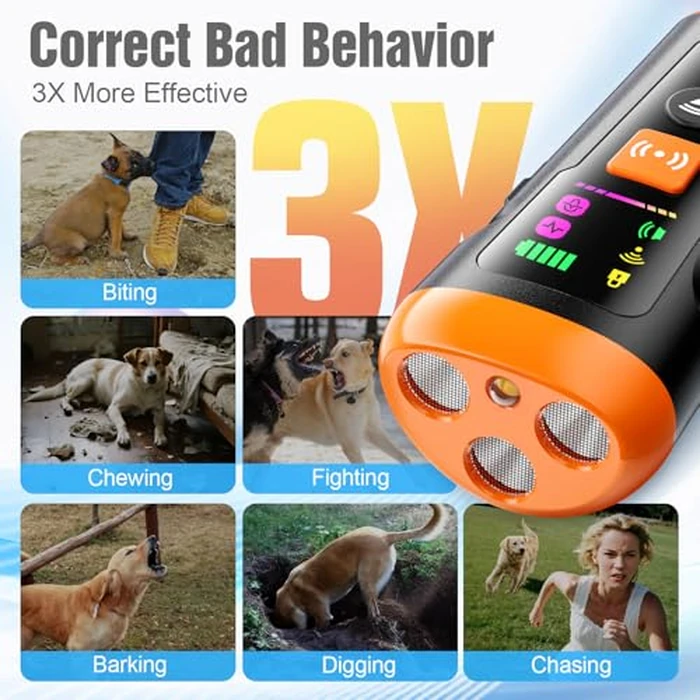 Dog Bark Deterrent Devices, 3X Anti Barking Device for Dogs Ultrasonic Dog Training, Up to 50FT Bark Control Dog Barking Silencer, Correct Bad Behavior Indoor Outdoor Portable Dog Barking Stopper by Mzorts - Image 3