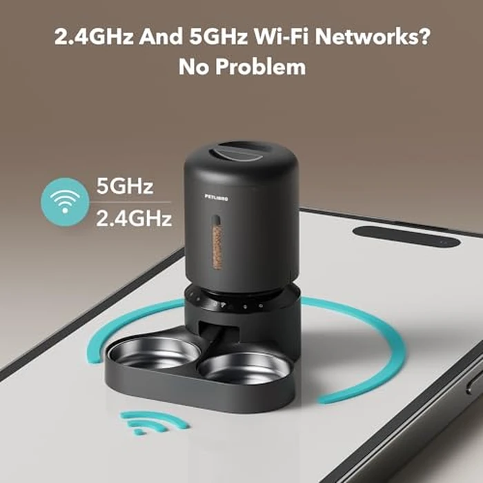 PETLIBRO Automatic Cat Feeder for 2 Cats, 5G&2.4G WiFi Pet Feeders, 5L Programmable Cat Food Dispenser with Airtight Lock-Fresh Technology, Dual Stainless Steel Bowls, Low Food Sensor by PETLIBRO - Image 4